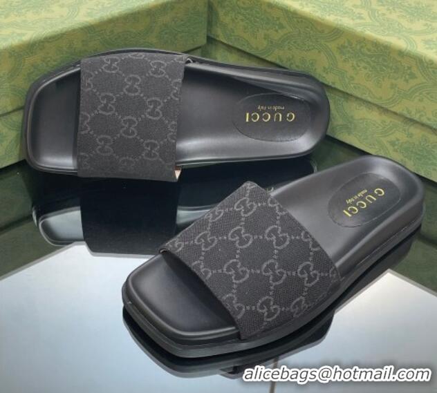 Best Price Gucci Classic GG Canvas Flat Slide Sandals Black 321100