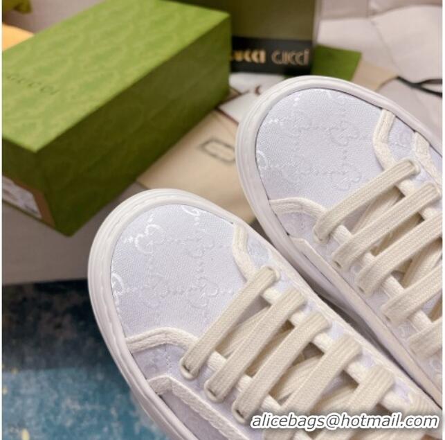 Discount Gucci GG Canvas Low-top Platform Sneakers 5cm White 329054