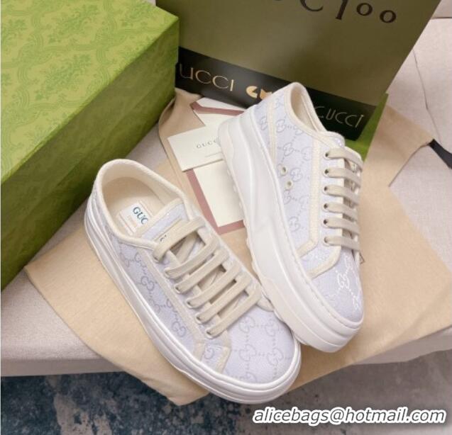 Discount Gucci GG Canvas Low-top Platform Sneakers 5cm White 329054