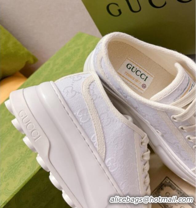 Discount Gucci GG Canvas Low-top Platform Sneakers 5cm White 329054