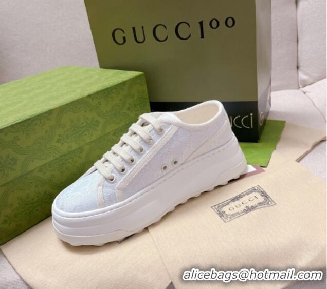 Discount Gucci GG Canvas Low-top Platform Sneakers 5cm White 329054