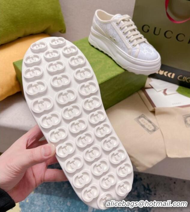 Discount Gucci GG Canvas Low-top Platform Sneakers 5cm White 329054