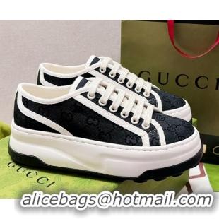 Top Design Gucci GG Canvas Low-top Platform Sneakers 5cm Black 329055