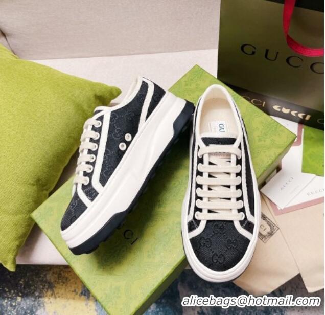 Top Design Gucci GG Canvas Low-top Platform Sneakers 5cm Black 329055