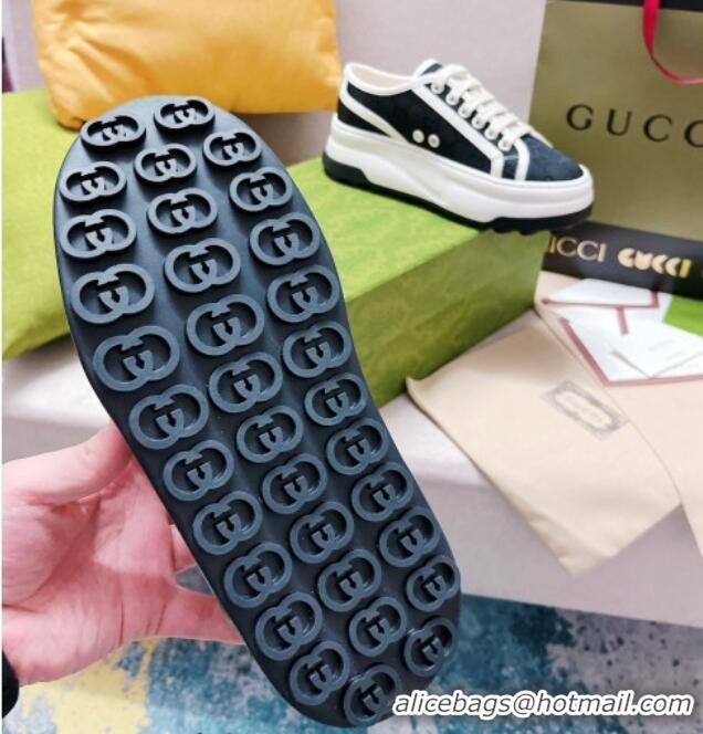 Top Design Gucci GG Canvas Low-top Platform Sneakers 5cm Black 329055