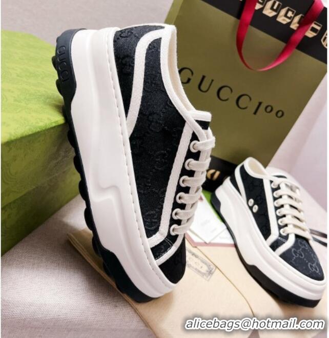 Top Design Gucci GG Canvas Low-top Platform Sneakers 5cm Black 329055