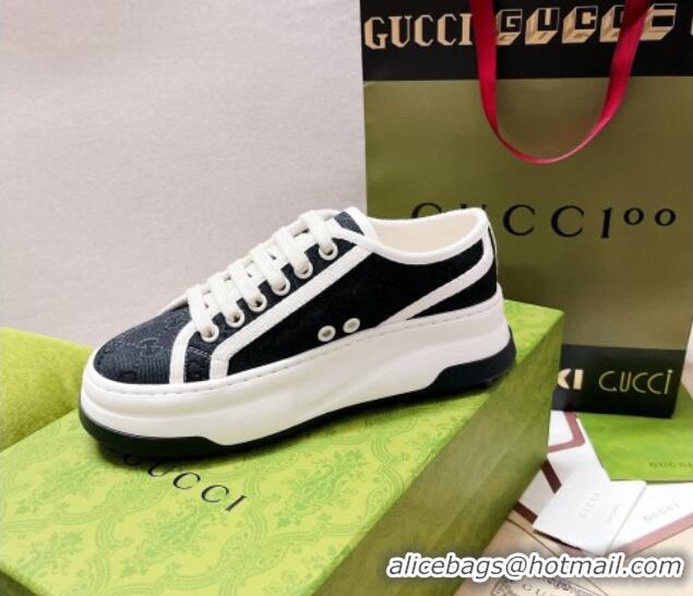 Top Design Gucci GG Canvas Low-top Platform Sneakers 5cm Black 329055