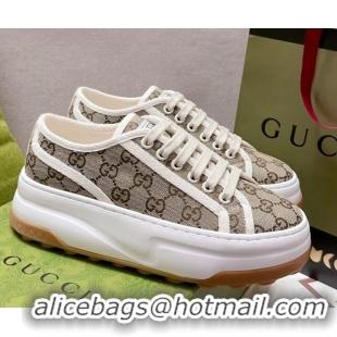 Cheap Price Gucci GG Canvas Low-top Platform Sneakers 5cm Beige 329056