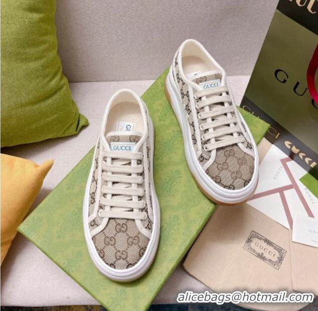 Cheap Price Gucci GG Canvas Low-top Platform Sneakers 5cm Beige 329056