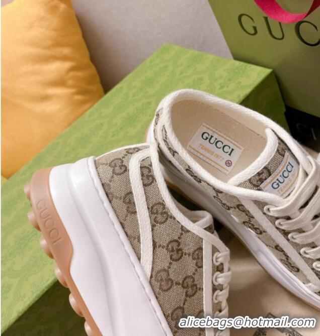 Cheap Price Gucci GG Canvas Low-top Platform Sneakers 5cm Beige 329056