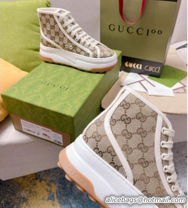 Luxury Gucci GG Canvas High-top Platform Sneakers 5cm 0329057