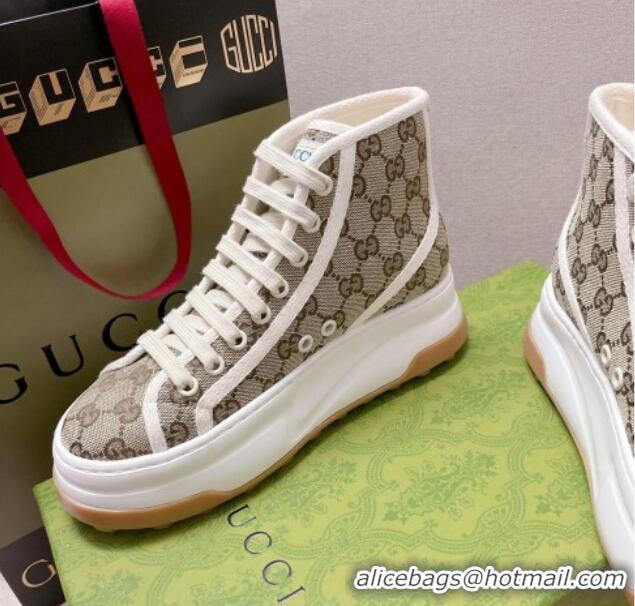 Luxury Gucci GG Canvas High-top Platform Sneakers 5cm 0329057