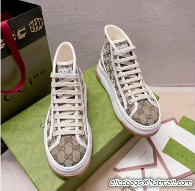 Luxury Gucci GG Canvas High-top Platform Sneakers 5cm 0329057