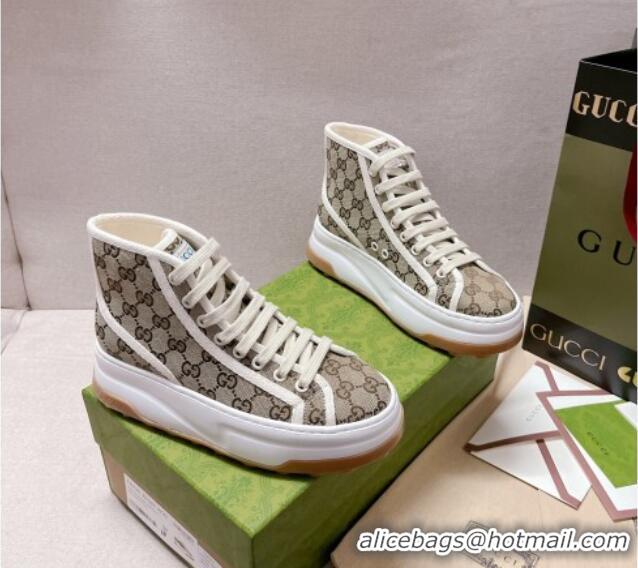 Luxury Gucci GG Canvas High-top Platform Sneakers 5cm 0329057