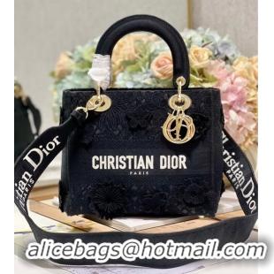 Top Quality MEDIUM DIOR OR LADY D-LITE BAG M0565OIAU black