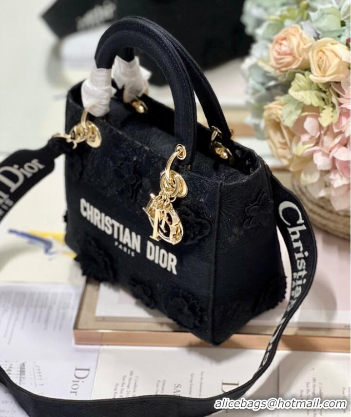 Top Quality MEDIUM DIOR OR LADY D-LITE BAG M0565OIAU black