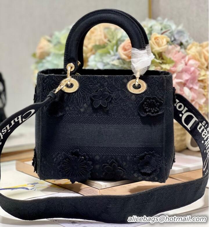 Top Quality MEDIUM DIOR OR LADY D-LITE BAG M0565OIAU black