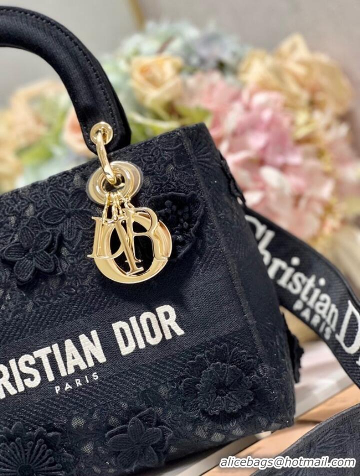 Top Quality MEDIUM DIOR OR LADY D-LITE BAG M0565OIAU black