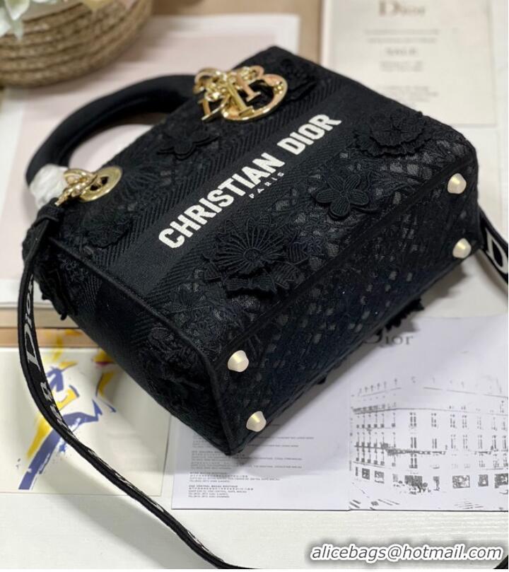 Top Quality MEDIUM DIOR OR LADY D-LITE BAG M0565OIAU black