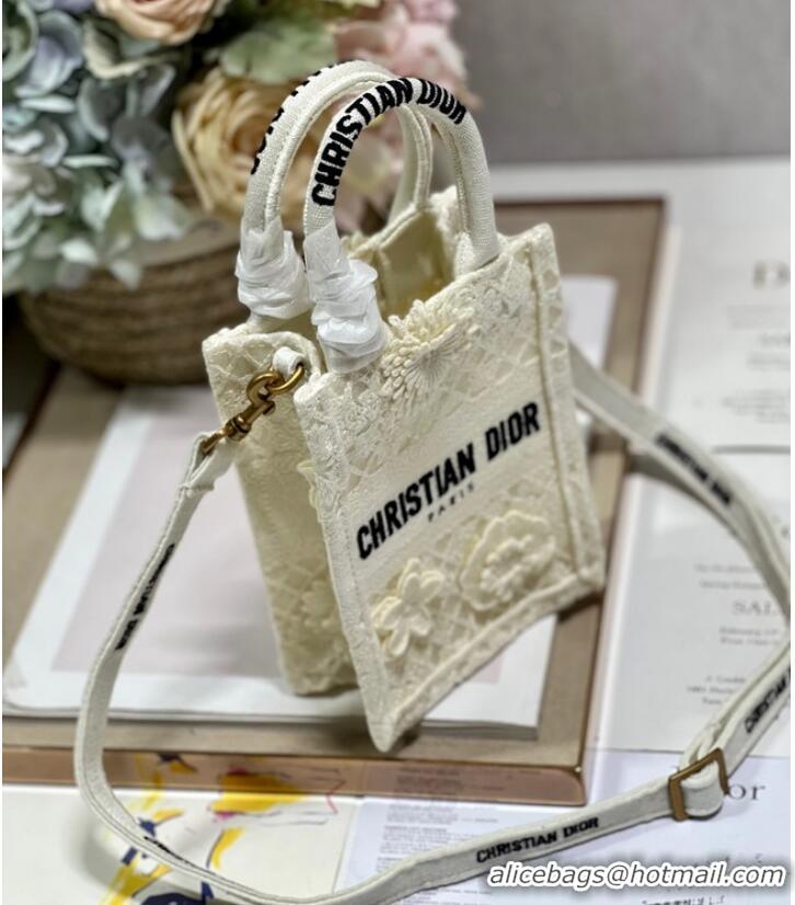 New Fashion MINI DIOR BOOK TOTE PHONE BAG S5555CR Latte