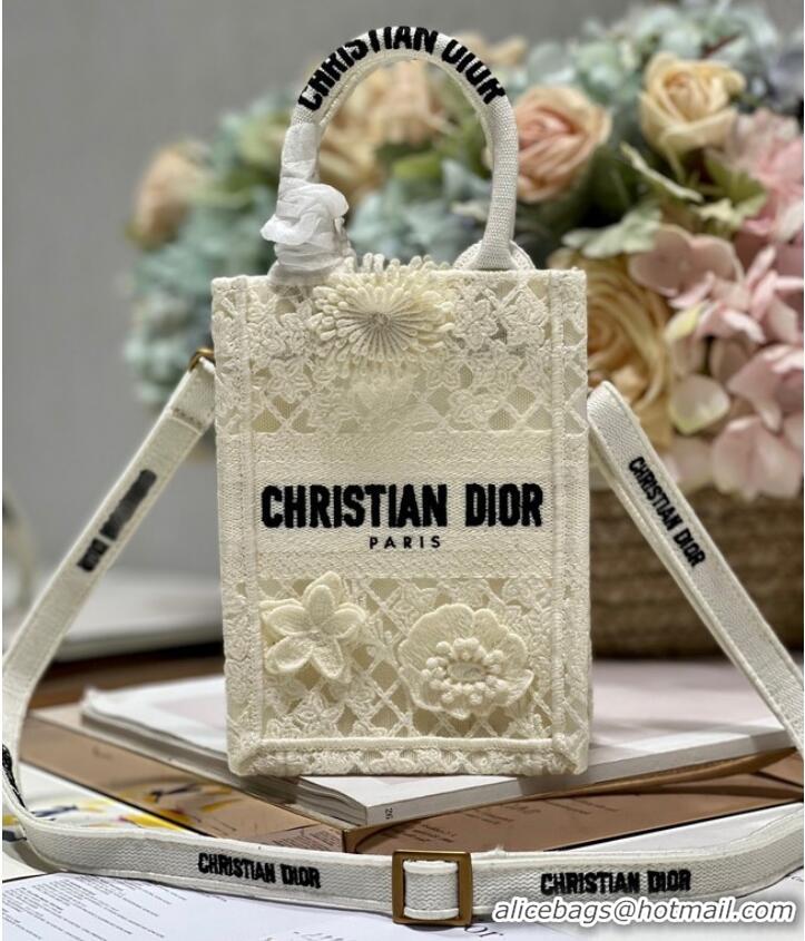 New Fashion MINI DIOR BOOK TOTE PHONE BAG S5555CR Latte