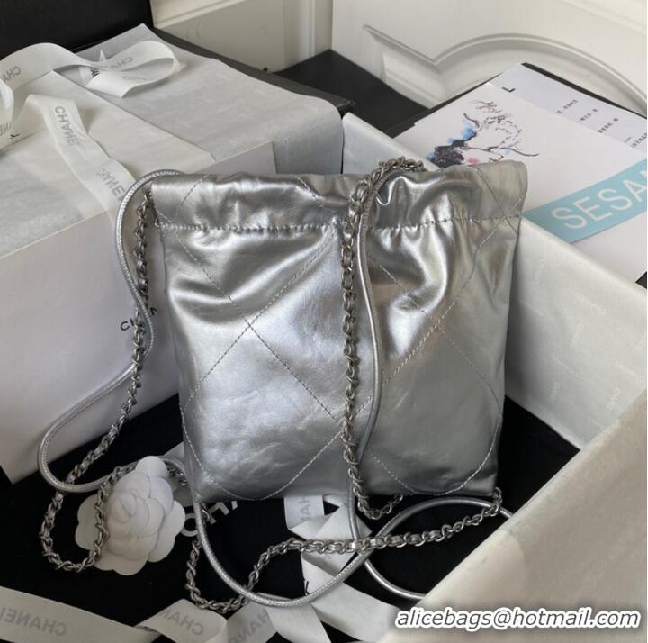 Unique Grade CHANEL 22 MINI HANDBAG AS3980 Silver