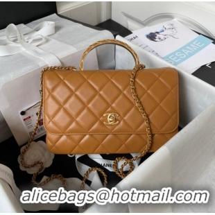 Grade Classic Chanel SMALL FLAP BAG WITH TOP HANDLE AS4232 brown