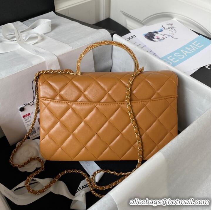 Grade Classic Chanel SMALL FLAP BAG WITH TOP HANDLE AS4232 brown