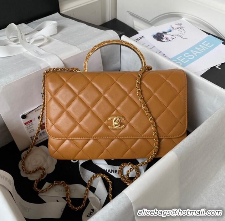 Grade Classic Chanel SMALL FLAP BAG WITH TOP HANDLE AS4232 brown