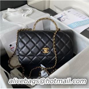 New Promotional Chanel SMALL FLAP BAG WITH TOP HANDLE AS4232 black