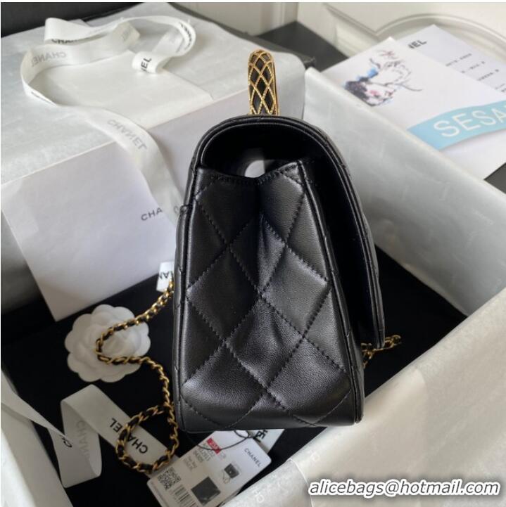 New Promotional Chanel SMALL FLAP BAG WITH TOP HANDLE AS4232 black