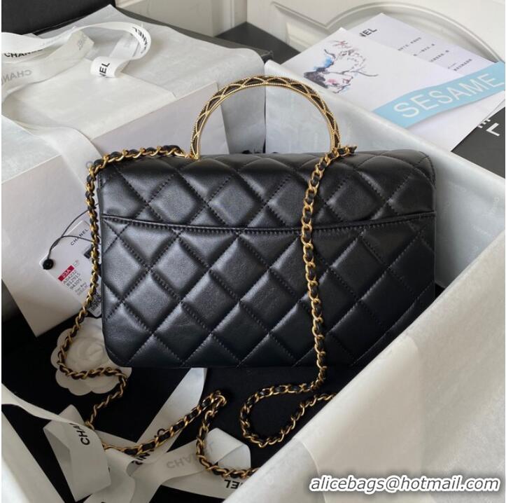 New Promotional Chanel SMALL FLAP BAG WITH TOP HANDLE AS4232 black