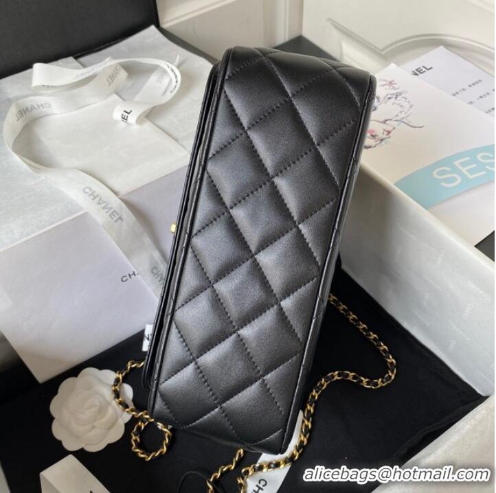 New Promotional Chanel SMALL FLAP BAG WITH TOP HANDLE AS4232 black