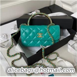 Good Product Chanel MINI FLAP BAG WITH TOP HANDLE AP3385 green