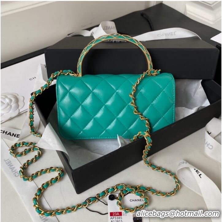 Good Product Chanel MINI FLAP BAG WITH TOP HANDLE AP3385 green