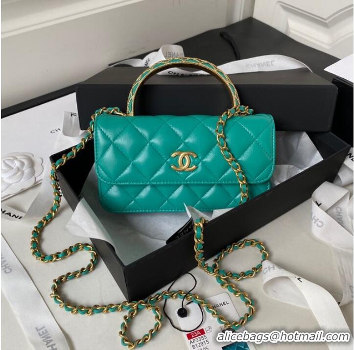 Good Product Chanel MINI FLAP BAG WITH TOP HANDLE AP3385 green