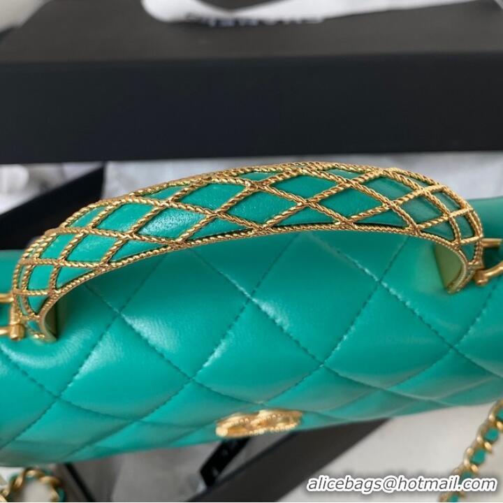 Good Product Chanel MINI FLAP BAG WITH TOP HANDLE AP3385 green