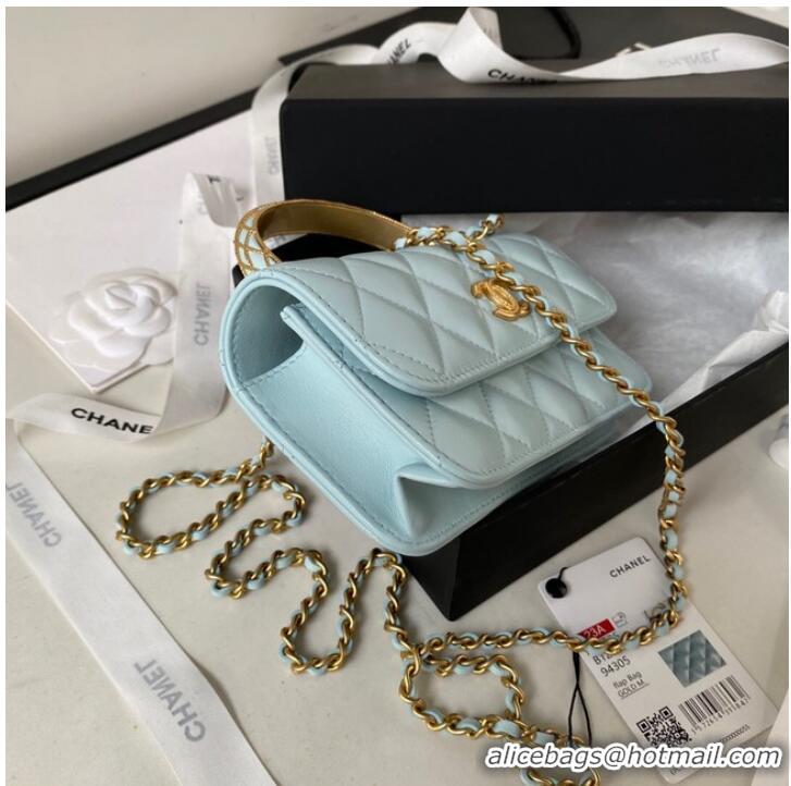 Good Taste Chanel MINI FLAP BAG WITH TOP HANDLE AP3385 sky blue