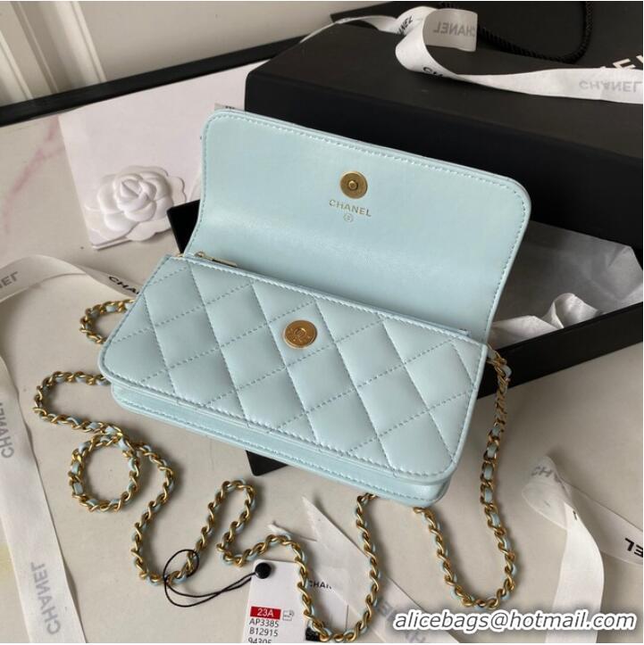 Good Taste Chanel MINI FLAP BAG WITH TOP HANDLE AP3385 sky blue