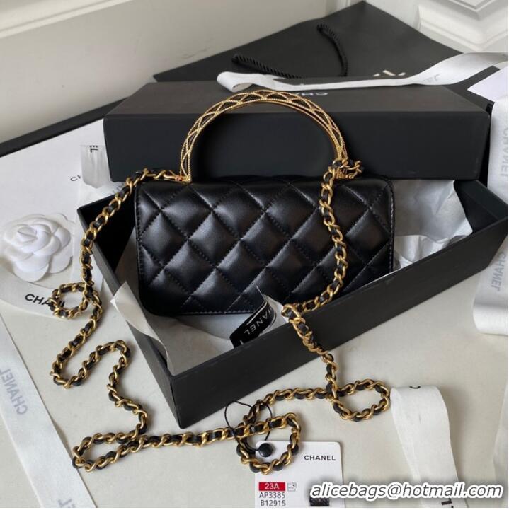 Popular Style Chanel MINI FLAP BAG WITH TOP HANDLE AP3385 black