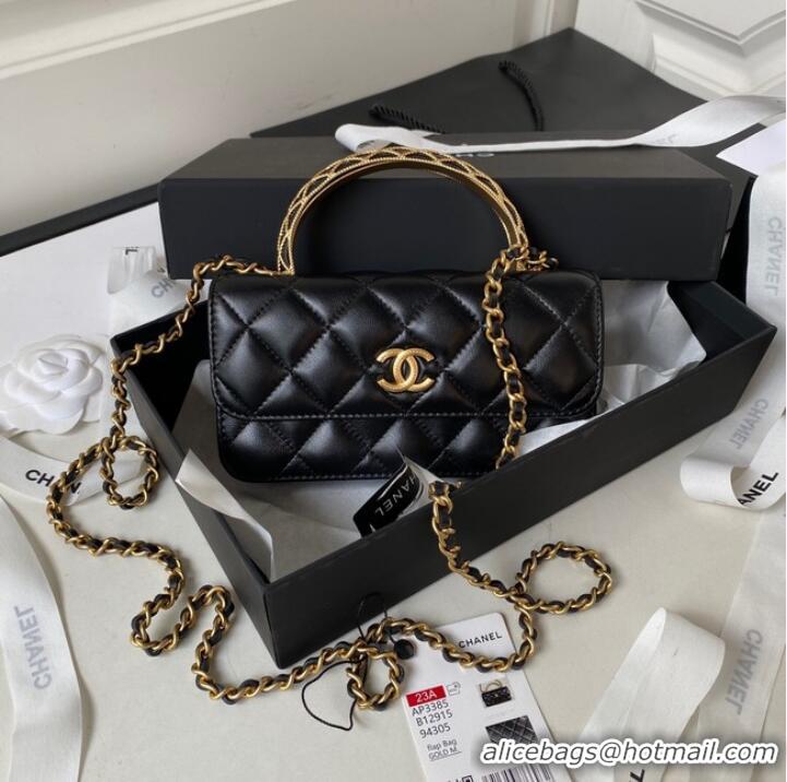 Popular Style Chanel MINI FLAP BAG WITH TOP HANDLE AP3385 black