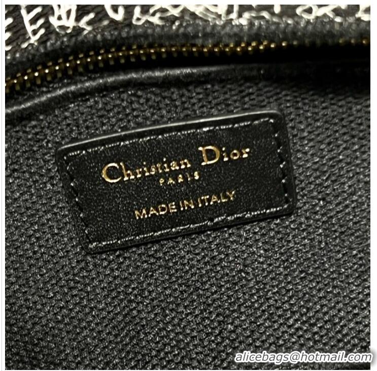 Top Quality MEDIUM DIOR LADY D-JOY BAG Black Plan de Paris Embroidery M0540O