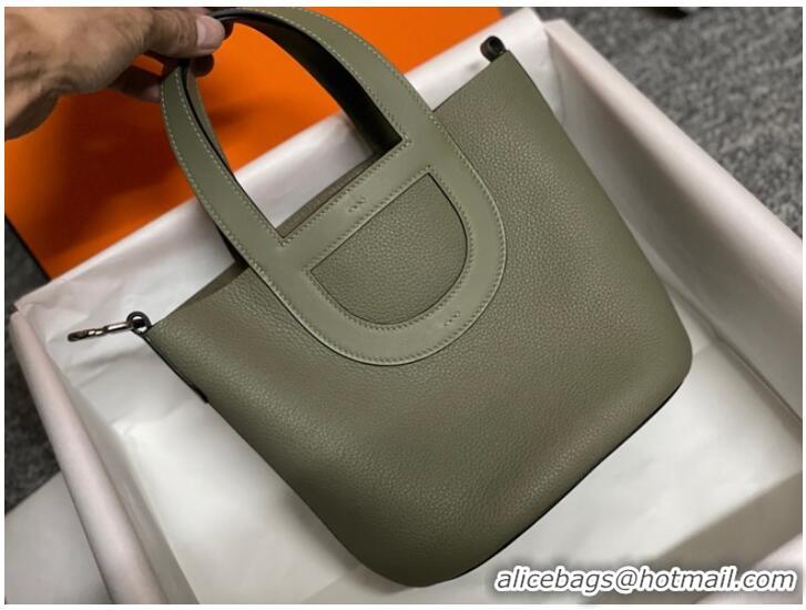 Traditional Specials Hermes Original Togo Leather Bag H3602 blackish green