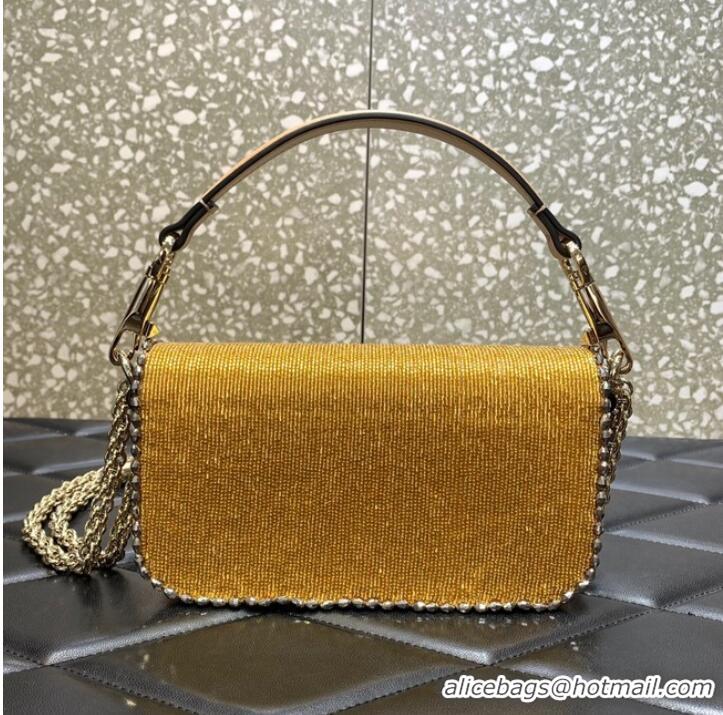 Reasonable Price Valentino Baguette Mini Re-Edition bag beads 8BS017A Gold