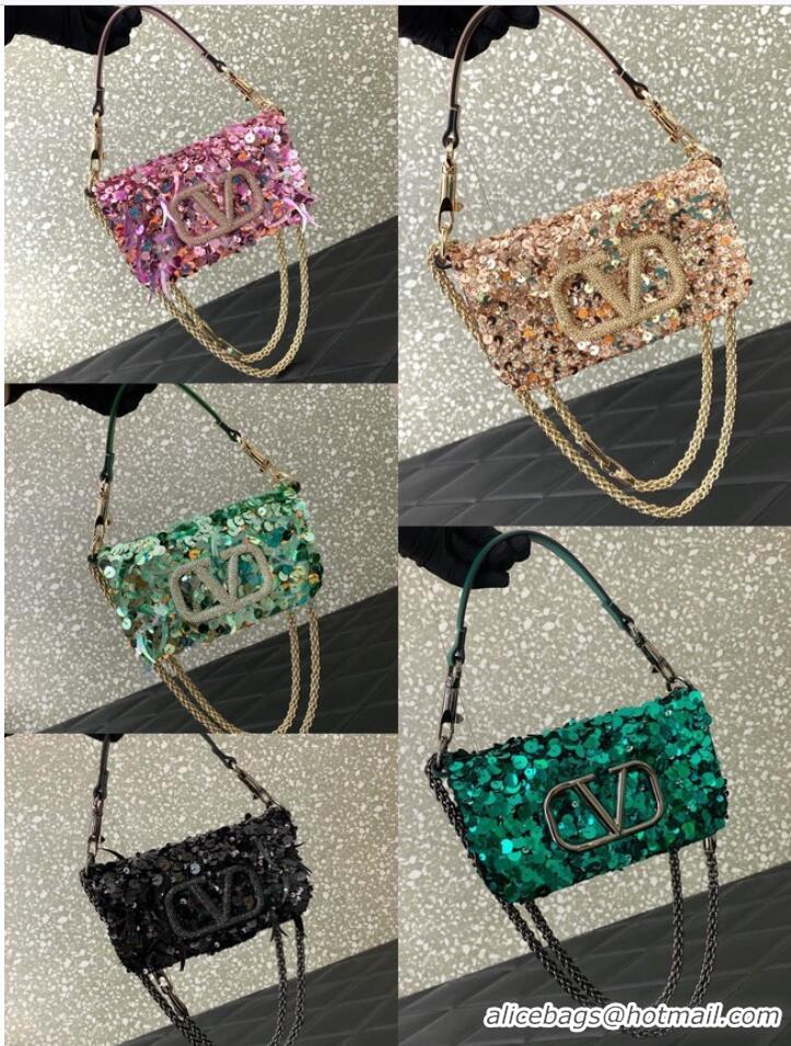 Good Product Valentino Baguette Mini sequin and leather bag 8BS017A-1