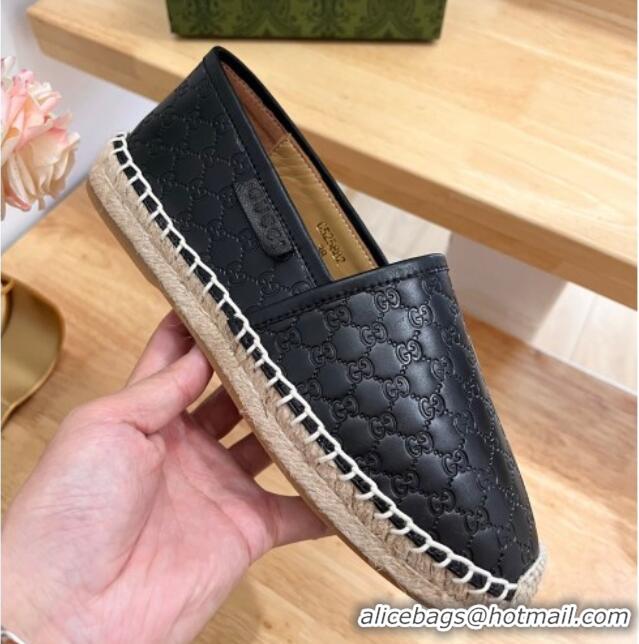 Most Popular Gucci GG Leather Espadrilles Black 403120