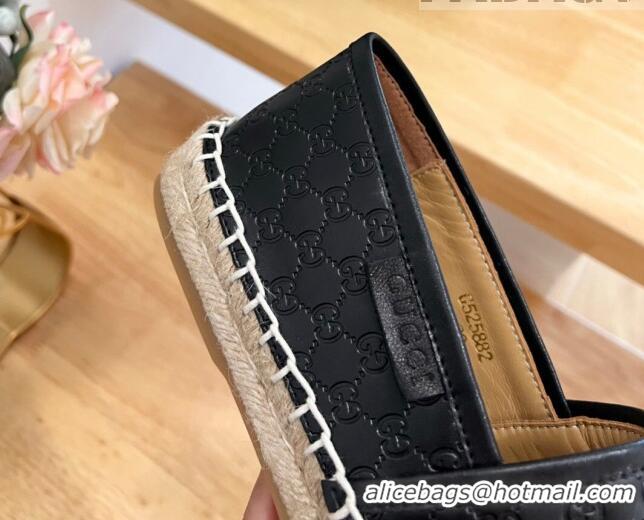 Most Popular Gucci GG Leather Espadrilles Black 403120