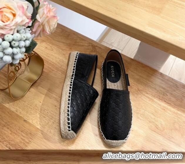 Most Popular Gucci GG Leather Espadrilles Black 403120