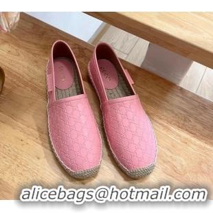 Discount Gucci GG Leather Espadrilles Pink 403121