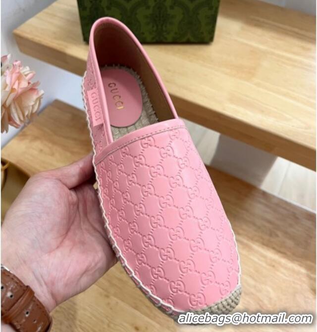 Discount Gucci GG Leather Espadrilles Pink 403121